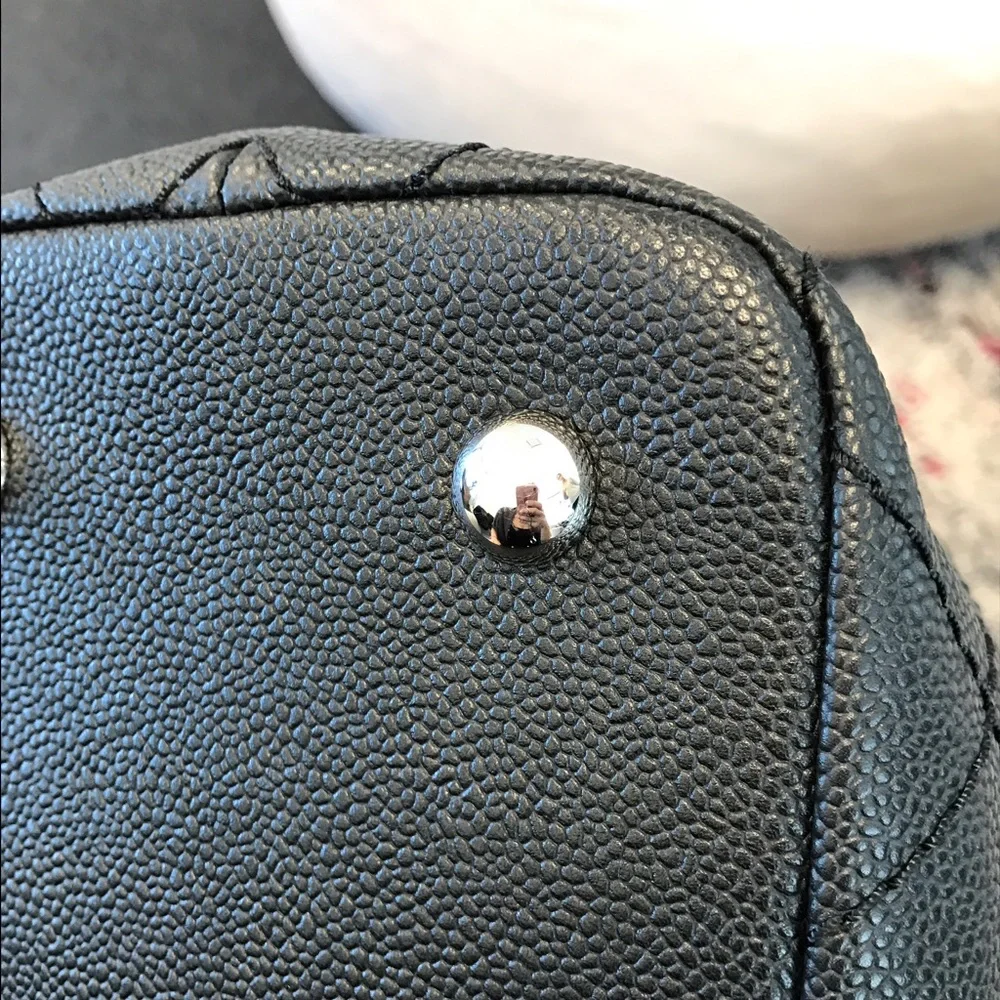 Pristine Chanel black caviar tote silver HDW